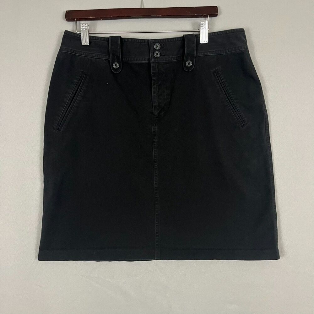 Lauren Ralph Lauren Womens Skirt 12 Black Denim Minimal Modest‎ Western Coastal